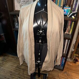 Chico’s shimmery gold trim beigecore 3/XXL cotton cardigan